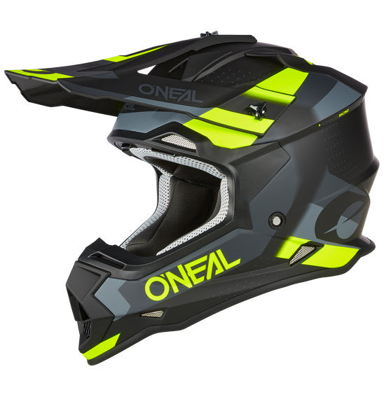 O'Neal 2SRS SPYDE V.23 Helmet - Black/Grey/Neon Yellow