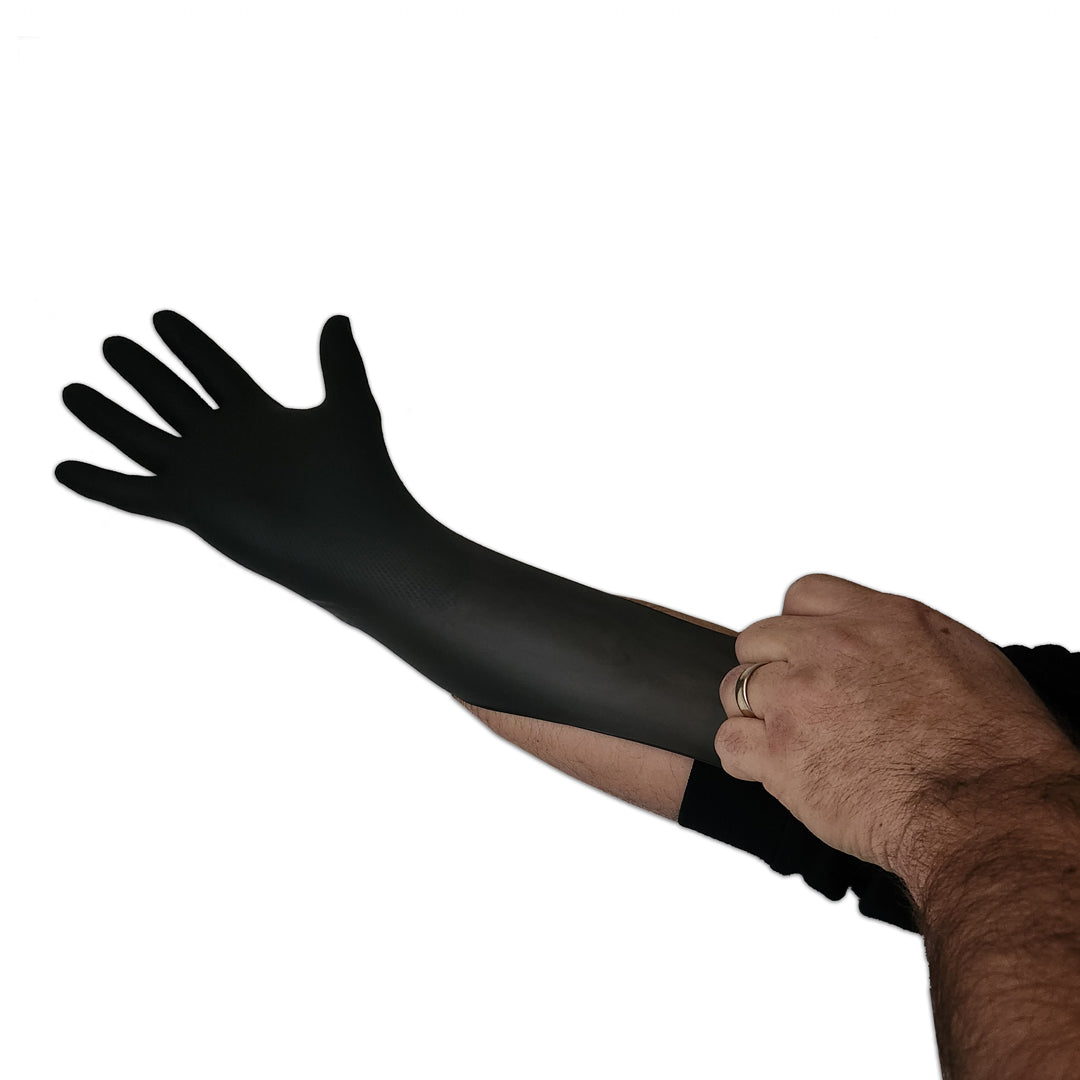 Motomuck Black Nitrile Gloves - lots of stretch